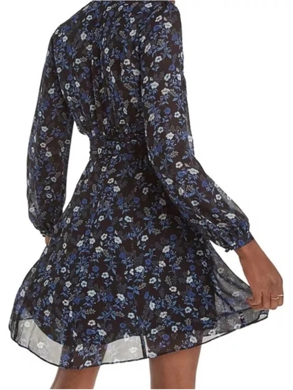 The Kooples Blue Poppy Floral Chiffon Wrap Mini Dress NWT Size 2 *Flaw - Picture 4 of 10